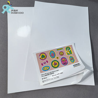 Papel autocolante de etiqueta de polipropileno brilhante, de jato de tinta, impermeável a 100 micômetros, de papel de polipropileno, autocolante de PP, A4 A3